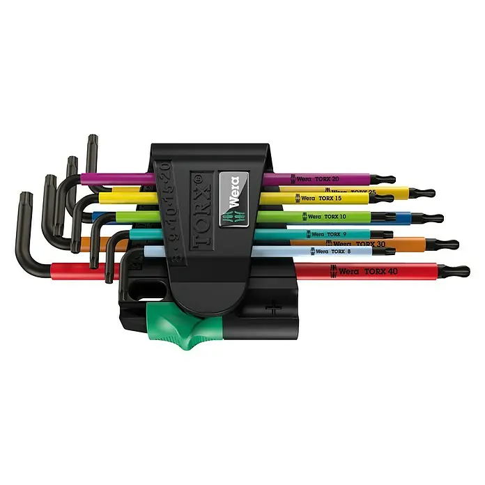 Wera Torx-Schlüsselsatz Multicolor - 9 -tlg., Größe: TX 8 - TX 40 - Diagonale Ansicht