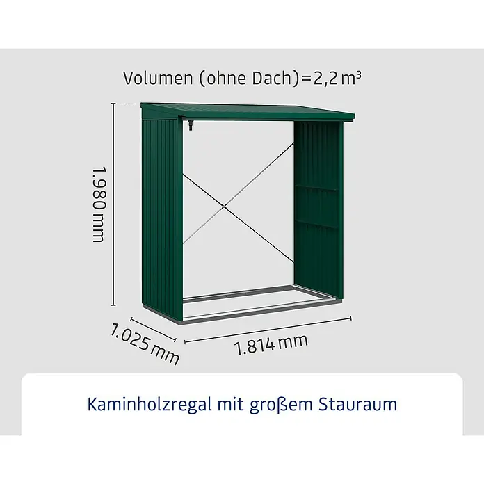 EcoStar Regal za drvo za potpalu - 102,5 x 181,4 x 198 cm, Metal - Informacije o proizvodu