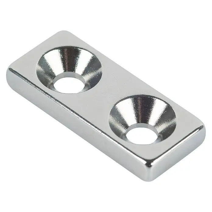 Fix-o-moll Magnet Neodym mit Senkbohrung - Rechteckig, L x B x H: 28 x 12 x 4 mm - Diagonale Ansicht