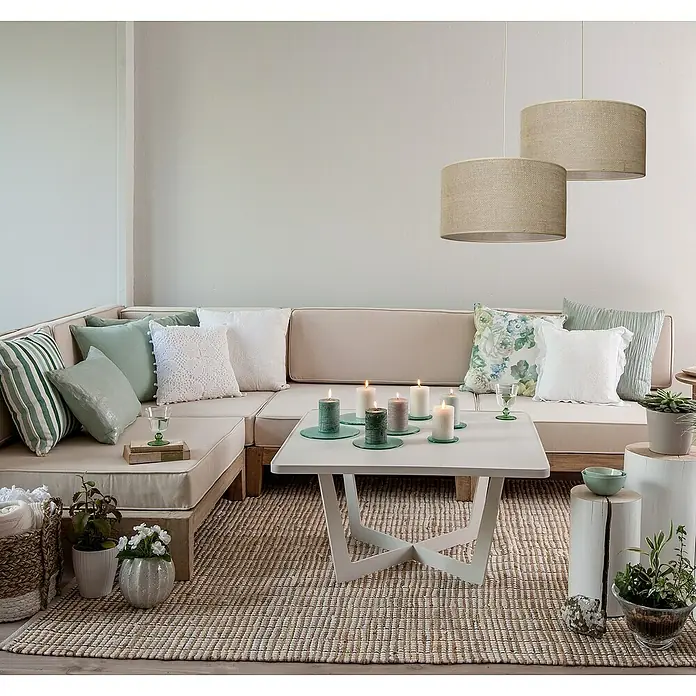 Idp Lampshades Sisa Lámpara colgante redonda - 40 W, Ø x Al: 38 x 20 cm, Crema, E27 - Foto ambiente