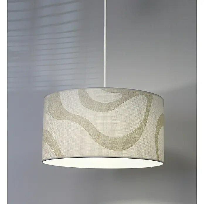 Idp Lampshades Fibra ondas Lámpara colgante redonda - 40 W, Ø x Al: 38 x 20 cm, Blanco, E27 - Foto ambiente