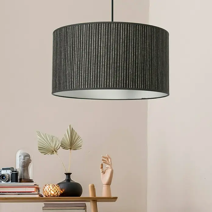 Idp Lampshades Médula negro Lámpara colgante redonda - 40 W, Ø x Al: 38 x 20 cm, Negro, E27 - Detalle de la imagen