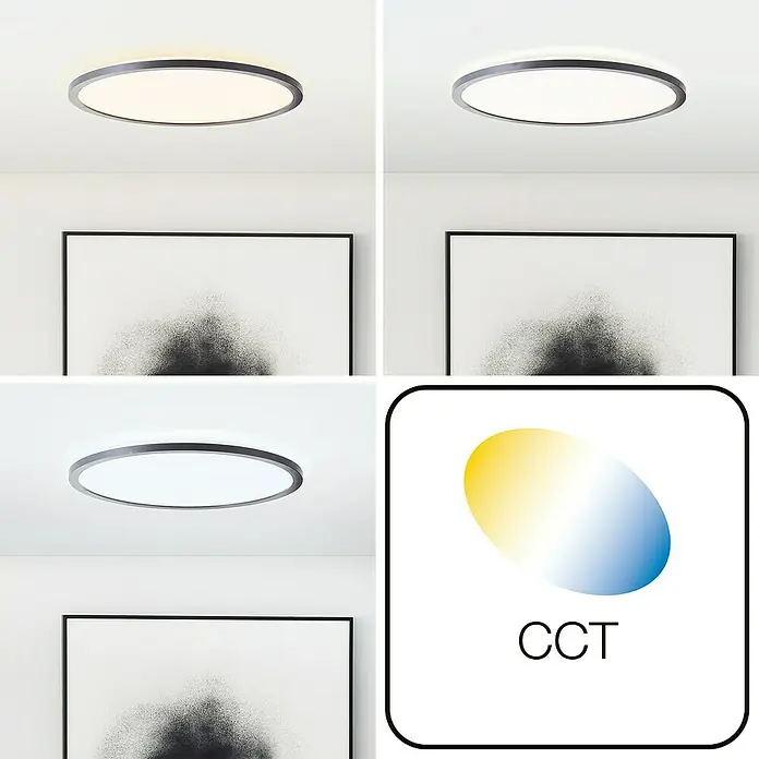 Brilliant LED-Deckenleuchte rund Tanida - 24 W, Ø x H: 42 x 2,5 cm, Schwarz, Kaltweiß - Informationsansicht