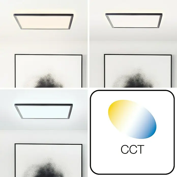 Brilliant LED-Deckenleuchte Tanida - 24 W, L x B x H: 42 x 42 x 2,6 cm, Schwarz, Kaltweiß - Informationsansicht
