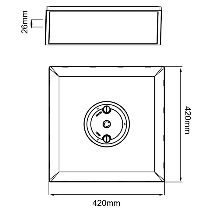 Brilliant LED-Deckenleuchte Tanida - 22 W, L x B x H: 42 x 42 x 2,6 cm, Weiß, Kaltweiß - Skizze