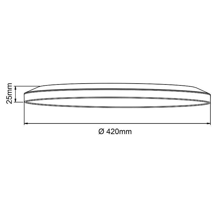 Brilliant LED-Deckenleuchte rund Tanida - 24 W, Ø x H: 42 x 2,5 cm, Schwarz, Kaltweiß - Skizze