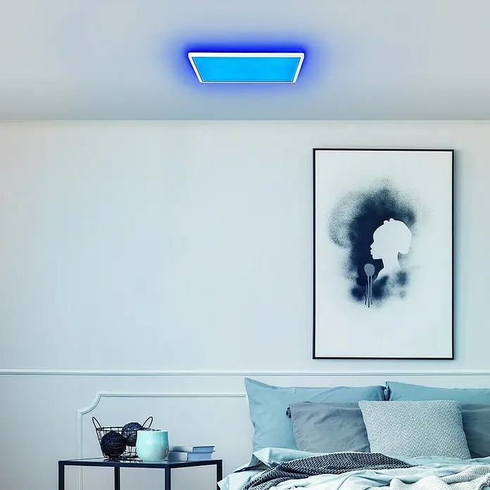 Brilliant LED-Deckenleuchte Tanida - 23 W, L x B x H: 42 x 42 x 2,6 cm, Weiß, RGBW - Stimmungsaufnahme