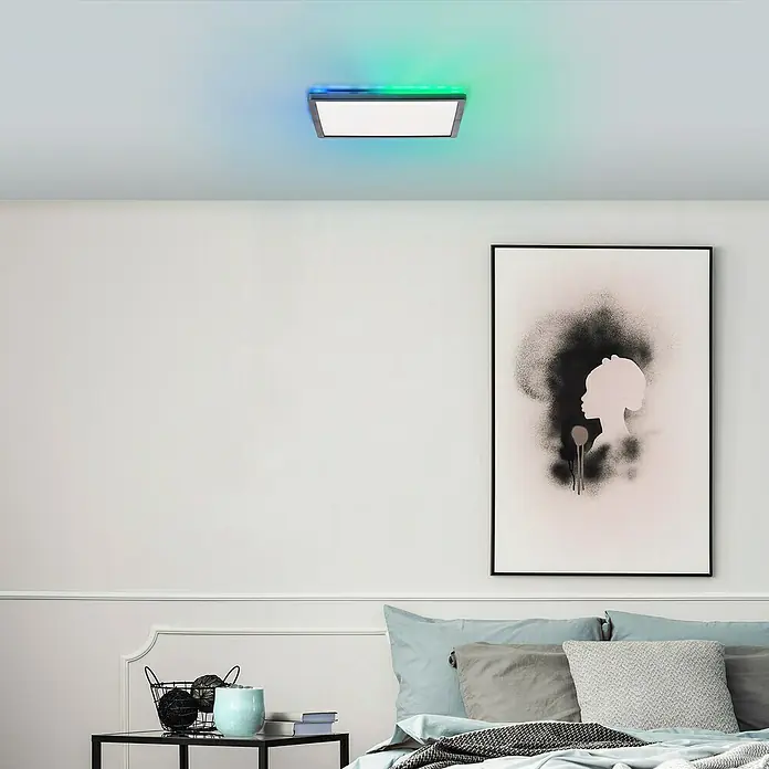 Brilliant LED-Deckenleuchte Tanida - 20 W, L x B x H: 29,5 x 29,5 x 2,6 cm, Schwarz, Kaltweiß - Stimmungsaufnahme