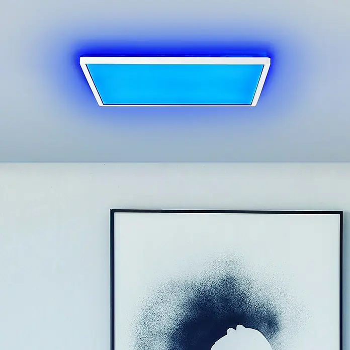 Brilliant LED-Deckenleuchte Tanida - 23 W, L x B x H: 42 x 42 x 2,6 cm, Weiß, RGBW - Stimmungsaufnahme