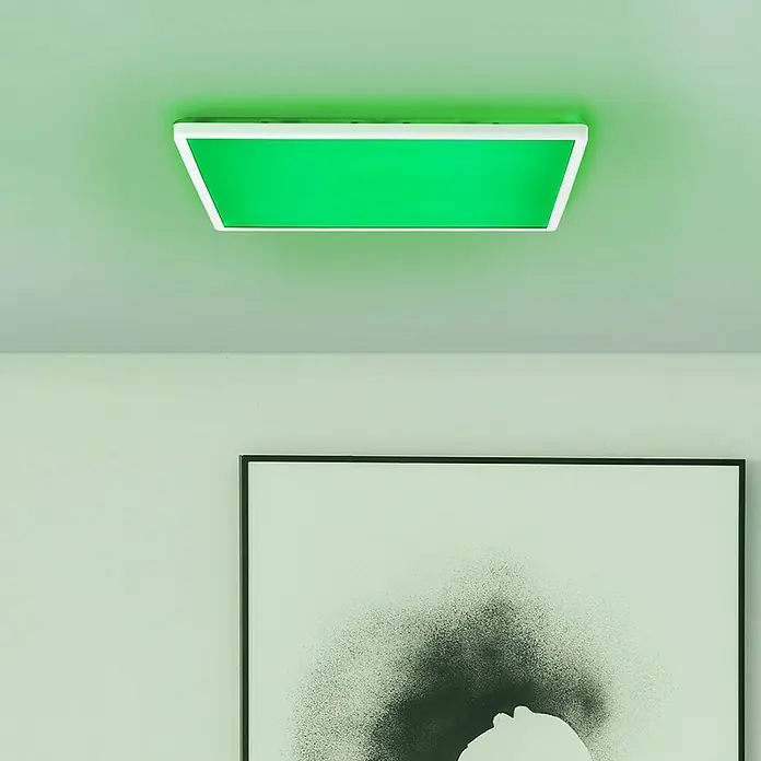 Brilliant LED-Deckenleuchte Tanida - 23 W, L x B x H: 42 x 42 x 2,6 cm, Weiß, RGBW - Stimmungsaufnahme