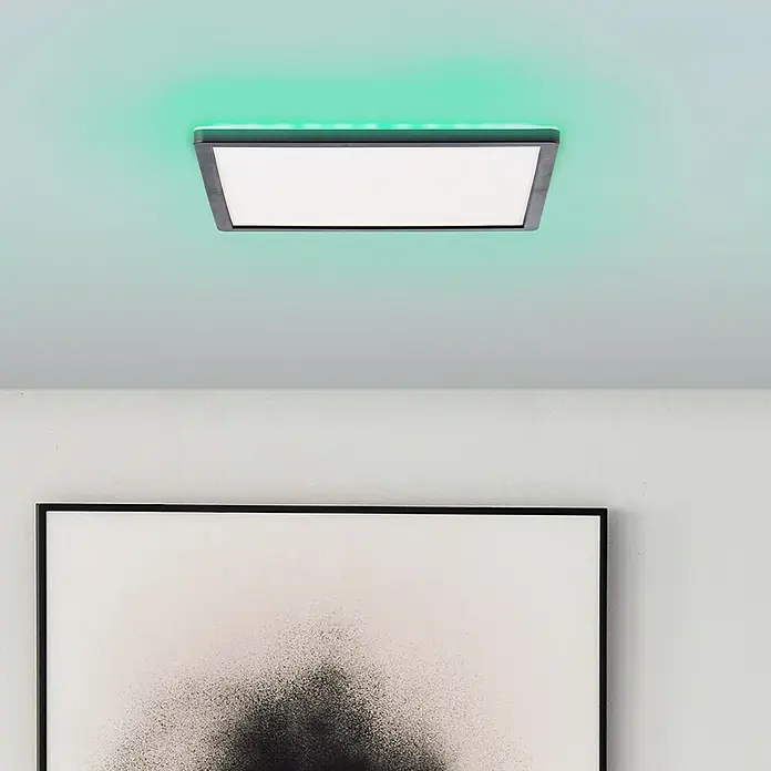 Brilliant LED-Deckenleuchte Tanida - 20 W, L x B x H: 29,5 x 29,5 x 2,6 cm, Schwarz, Kaltweiß - Stimmungsaufnahme