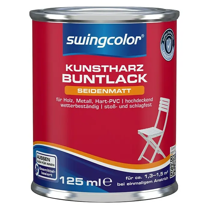 swingcolor Buntlack Kunstharz für Außen - Schokobraun, 125 ml, Seidenmatt, Lösemittelbasiert - Vorderansicht