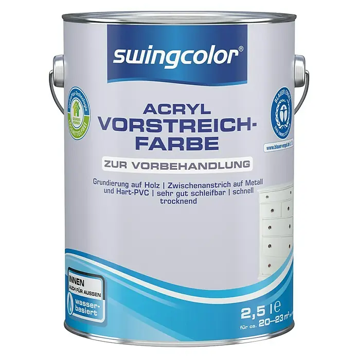 swingcolor Vorstreichfarbe Acryl - Weiß, 2,5 l - Vorderansicht