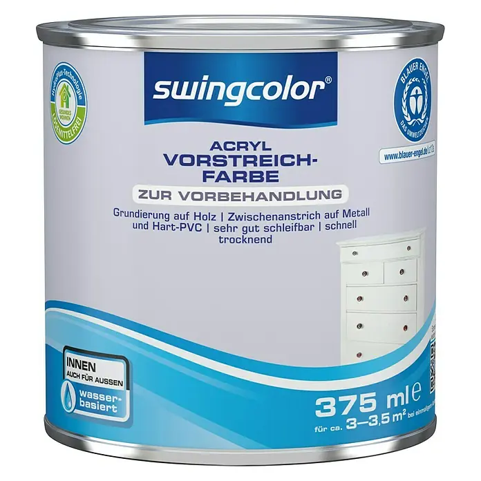 swingcolor Vorstreichfarbe Acryl - Weiß, 375 ml - Vorderansicht