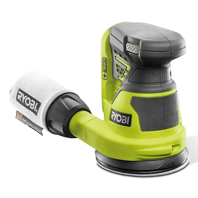 Ryobi ONE+ Akku-Exzenterschleifer R18ROS-0 - 18 V, 5 Ah, Ohne Akku, 125 mm, 10.000 U/min - Diagonale Ansicht