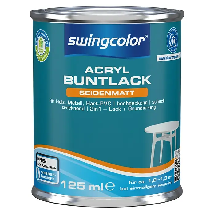 swingcolor Buntlack Acryl - Laubgrün, 125 ml, Seidenmatt - Vorderansicht