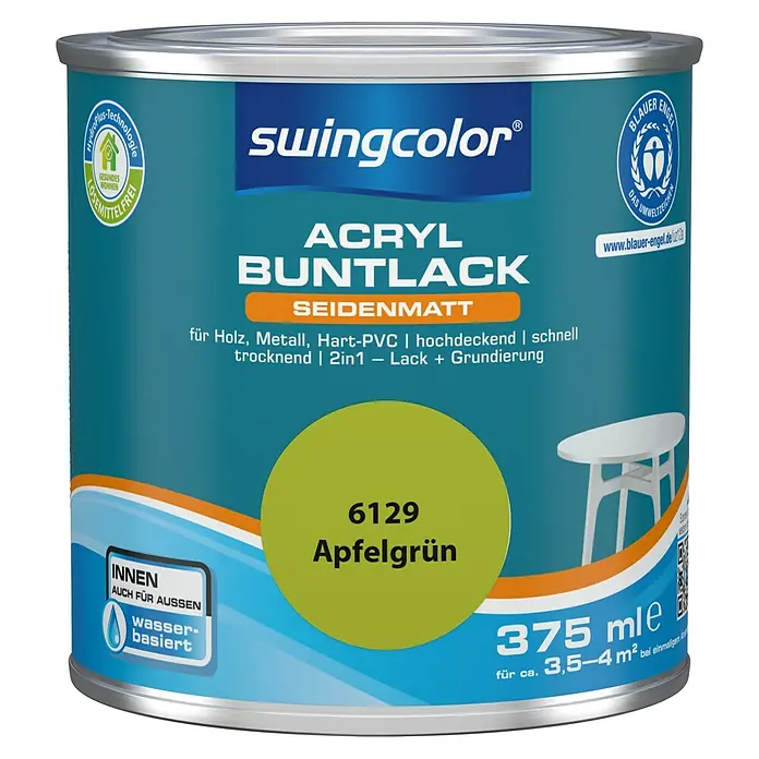 swingcolor Buntlack Acryl - Apfelgrün, 375 ml, Seidenmatt - Vorderansicht