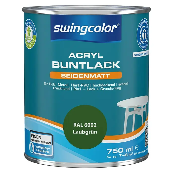 swingcolor Buntlack Acryl - Laubgrün, 750 ml, Seidenmatt - Vorderansicht