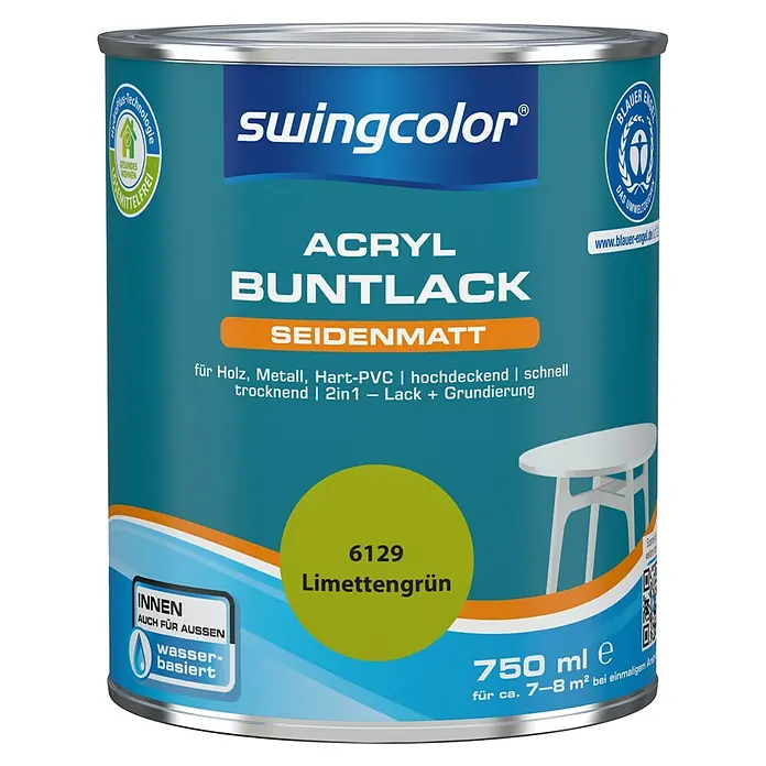 swingcolor Buntlack Acryl - Apfelgrün, 750 ml, Seidenmatt - Vorderansicht