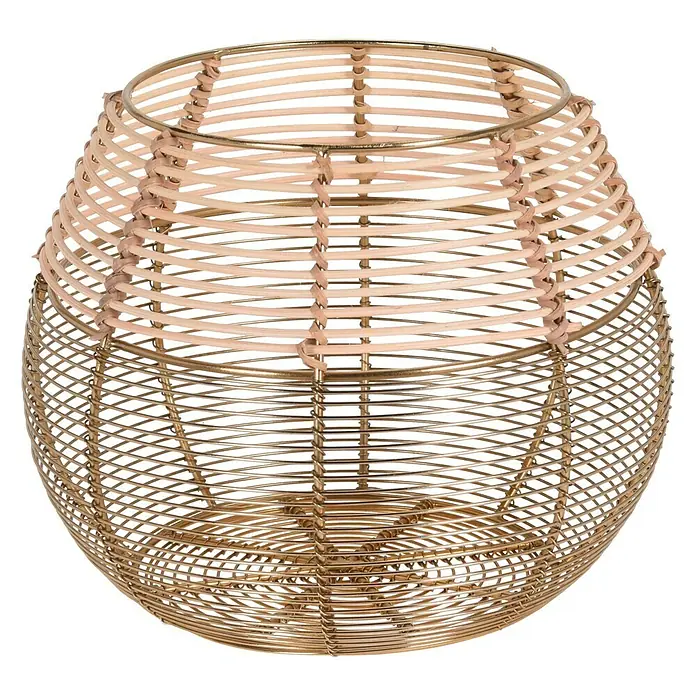 Theelichthouder - 23 cm, Goud, Metaal - Vooraanzicht