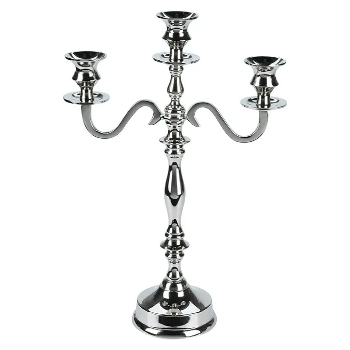 Kaarsenhouder - Zilver, Metaal - Vooraanzicht