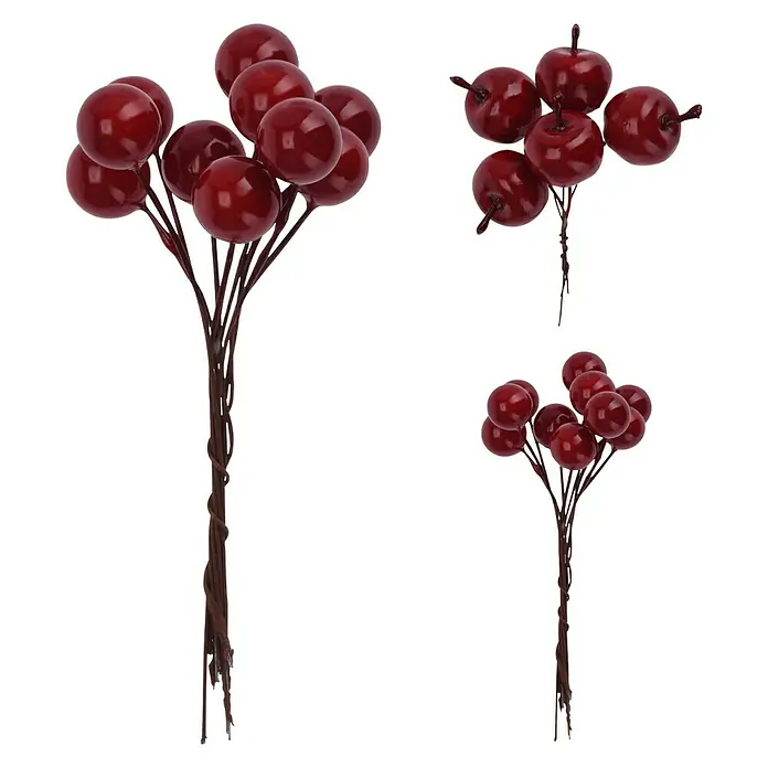 Decoratief element Prikker appels & bessen - Rood, Kunststof, 1 stk. - Vooraanzicht