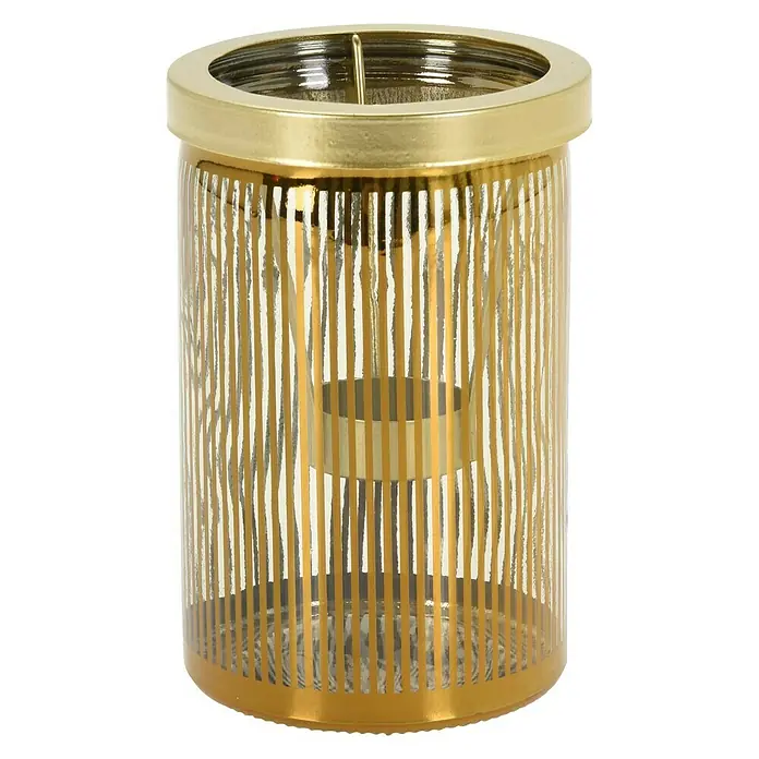 Theelichthouder - Goud, Metaal - Vooraanzicht