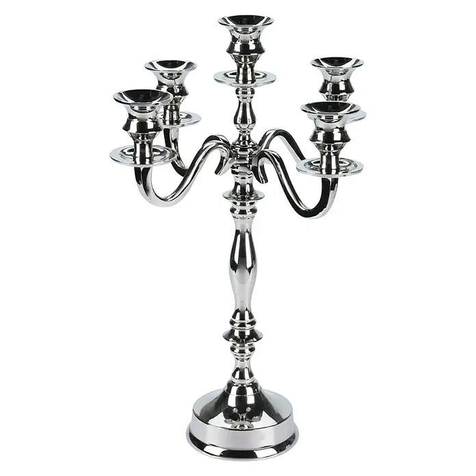Kaarsenhouder - Zilver, Metaal - Vooraanzicht