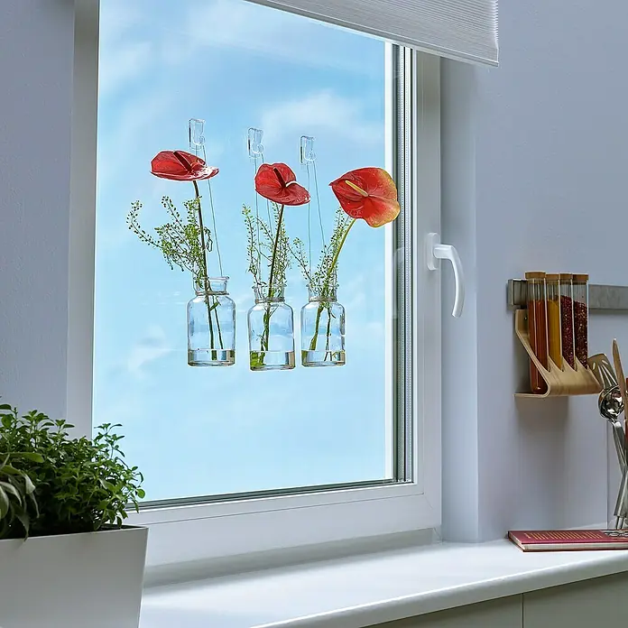Tesa Klebehaken - Geeignet für: Glas, Belastbarkeit: 1 kg, 2 Stk., Transparent - Anwendungsbeispiel
