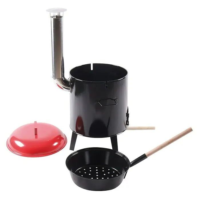 Grillofen für Maroni - Ø x H: 42 x 91 cm, Schwarz/Rot - Diagonale Ansicht