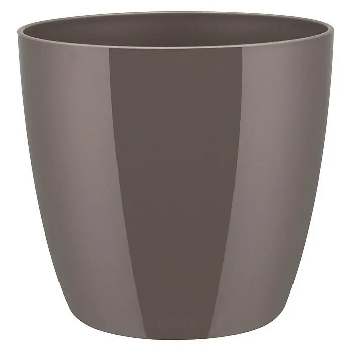 Elho Brussels Diamond Okrugla tegla za biljke - Vanjska dimenzija (ø x V): 20 x 19 cm, Oyster Pearl, Plastika, Sjaj - Pogled sprijeda