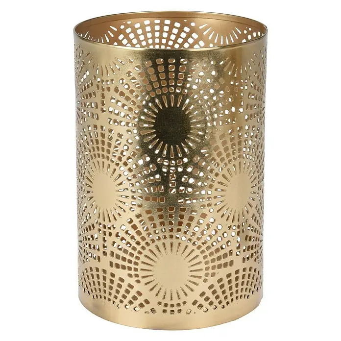Theelichthouder - 15 cm, Goud, Metaal - Vooraanzicht