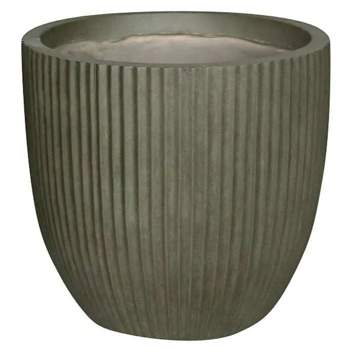Pflanztopf Vertical Stripe - Außenmaß (Ø x H): 30 x 28 cm, Verbundwerkstoff, Antik-Grün - Vorderansicht