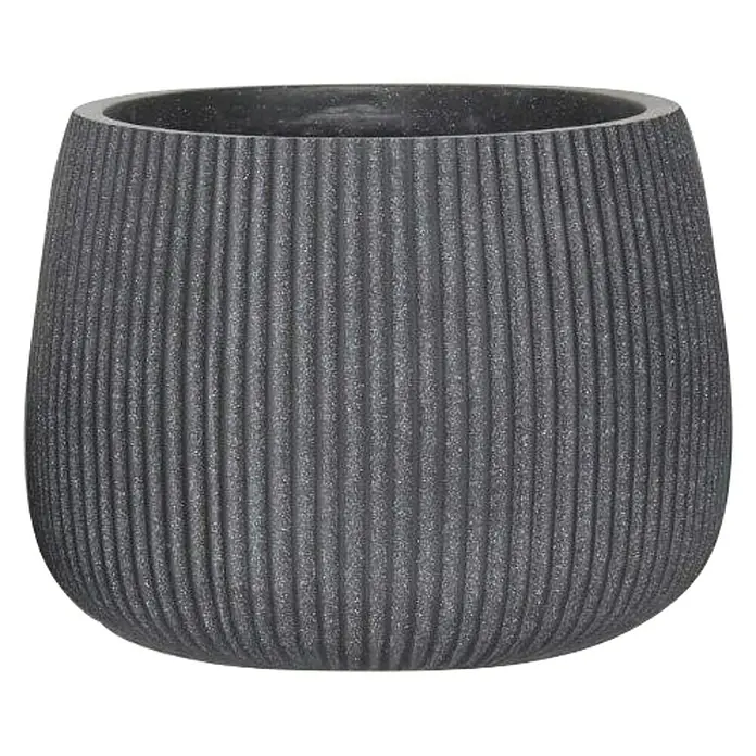 Pflanztopf Vertical Stripe - Außenmaß (Ø x H): 50 x 36 cm, Verbundwerkstoff, Anthrazit - Vorderansicht