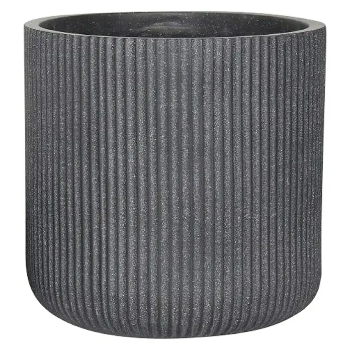 Pflanztopf Vertical Stripe - Außenmaß (Ø x H): 37 x 36,5 cm, Verbundwerkstoff, Anthrazit - Vorderansicht