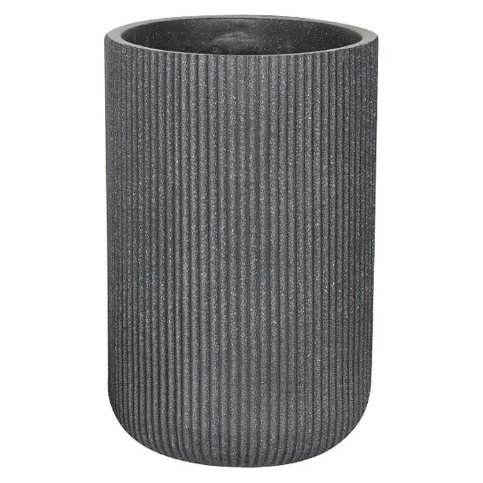 Pflanztopf Vertical Stripe - Außenmaß (Ø x H): 24,5 x 36,5 cm, Verbundwerkstoff, Anthrazit - Vorderansicht