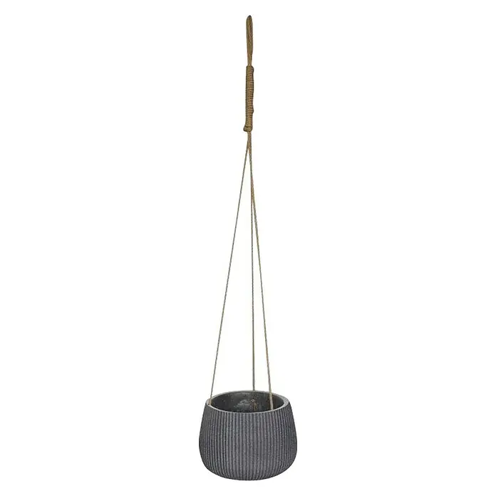 Blumenampel Vertical Stripe - Außenmaß (Ø x H): 24 x 16 cm, Verbundwerkstoff, Anthrazit - Vorderansicht
