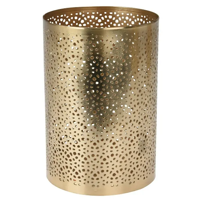 Theelichthouder - 15 cm, Goud, Metaal - Vooraanzicht