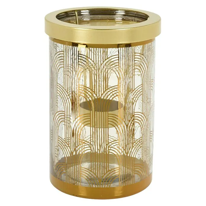 Theelichthouder - Goud, Metaal - Vooraanzicht