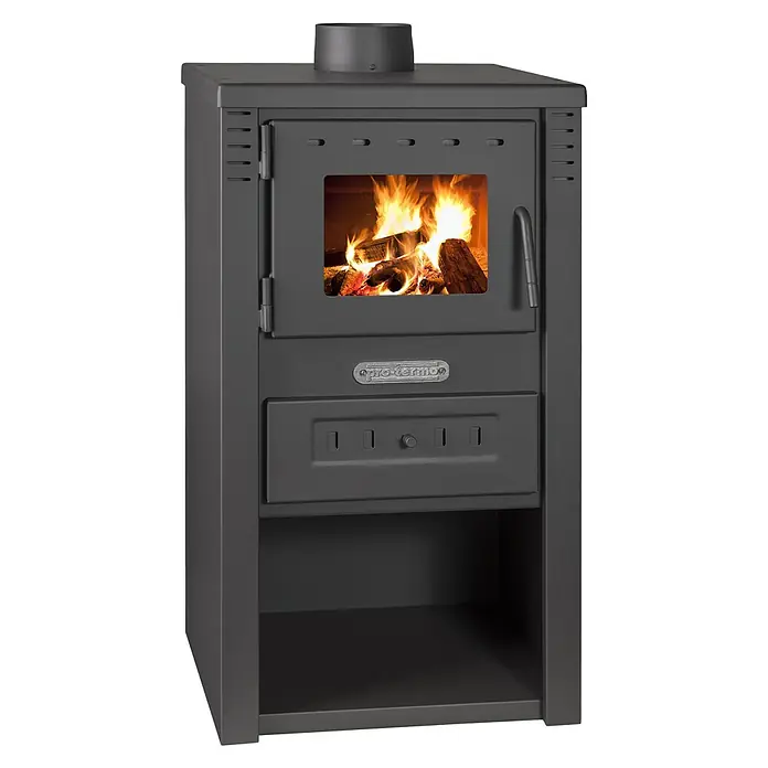 Kamin na drva Nova Eko - 7,5 kW, Kapacitet grijanja prostorije: 350 m³, Crne boje - Dijagonalni pogled