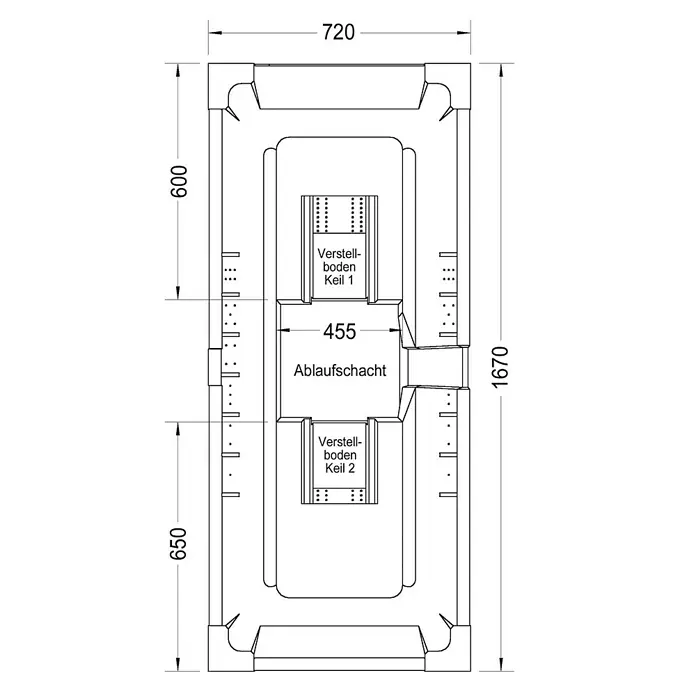 Ottofond Badewannenträger Punta - Passend für: Badewanne Punta 170 x 75 cm - Ansicht von oben