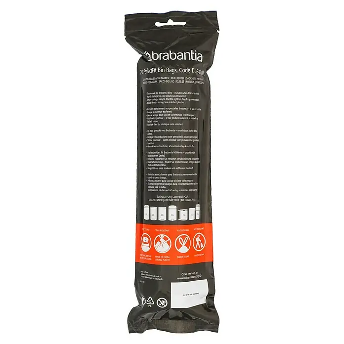 Brabantia Bolsa de basura PerfectFit - 20 l, 40 ud. - Vista trasera