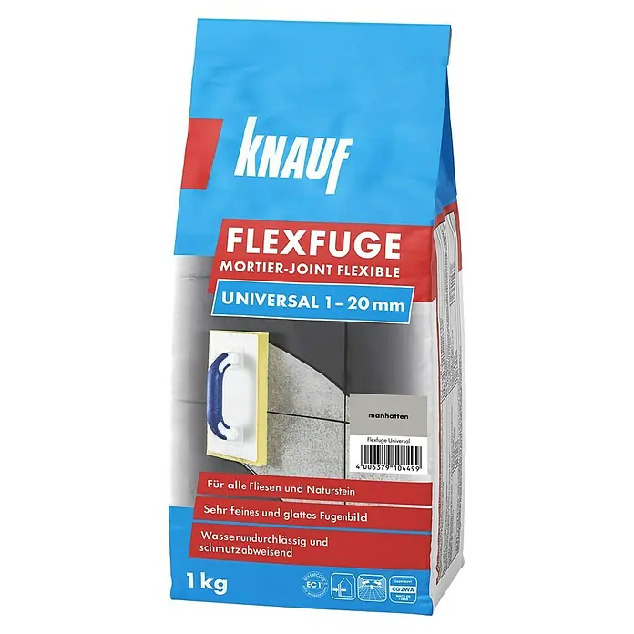 Knauf Flexfuge Universal - Manhattan, 1 kg - Diagonale Ansicht