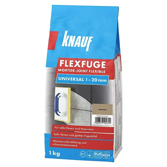 Knauf Flexfuge Universal - Caramel, 1 kg - Diagonale Ansicht