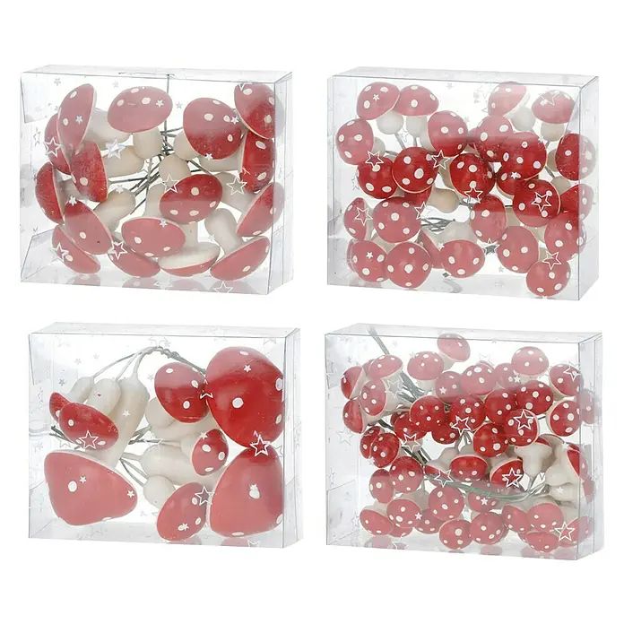 Decoratief element Paddestoelen - Rood, Kunststof, 1 stk. - Vooraanzicht