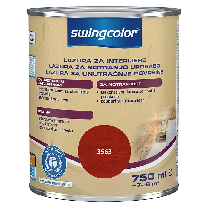 swingcolor Lazura za zaštitu drva - Crvene boje, 375 ml, Na bazi vode - Pogled sprijeda