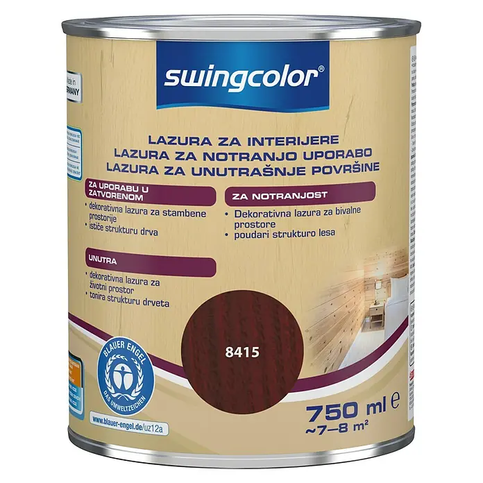 swingcolor Lazura za zaštitu drva - Palisandrovina, 750 ml, Na bazi vode - Pogled sprijeda