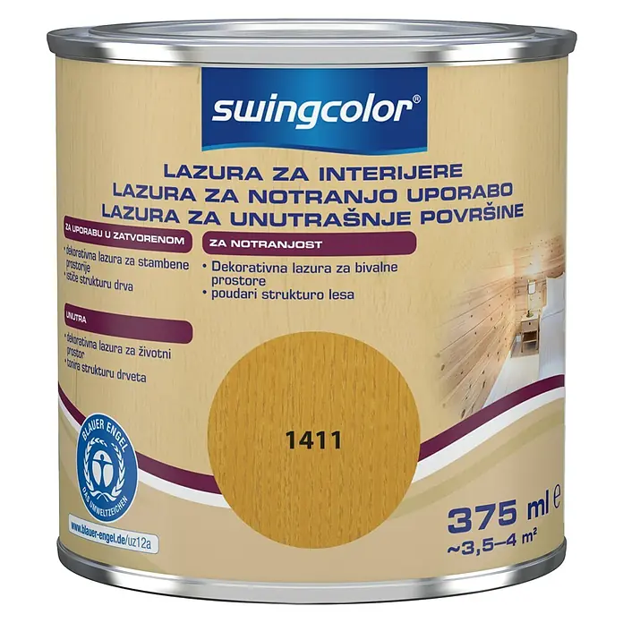 swingcolor Lazura za zaštitu drva - Bor, 375 ml, Na bazi vode - Pogled sprijeda