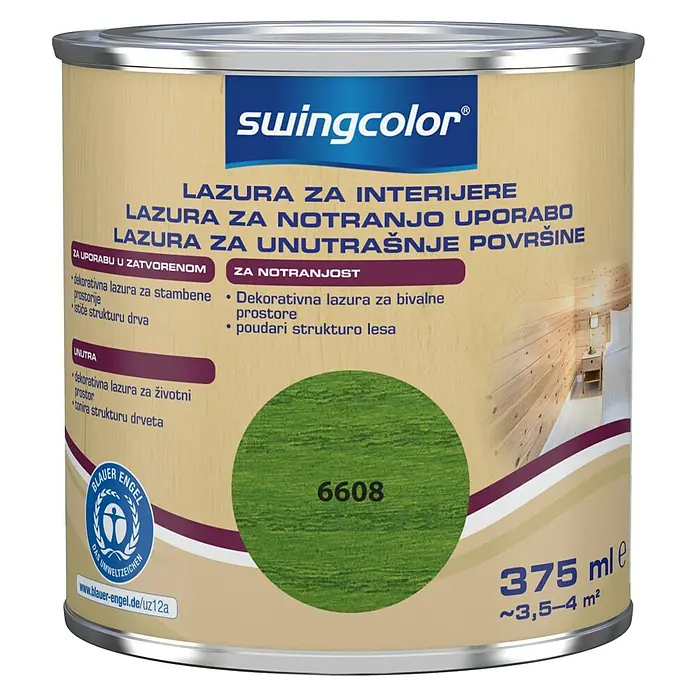 swingcolor Lazura za zaštitu drva - Zelene boje, 375 ml, Na bazi vode - Pogled sprijeda