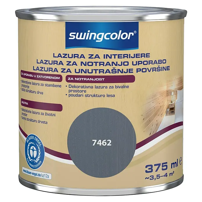 swingcolor Lazura za zaštitu drva - Sive boje, 375 ml, Na bazi vode - Pogled sprijeda